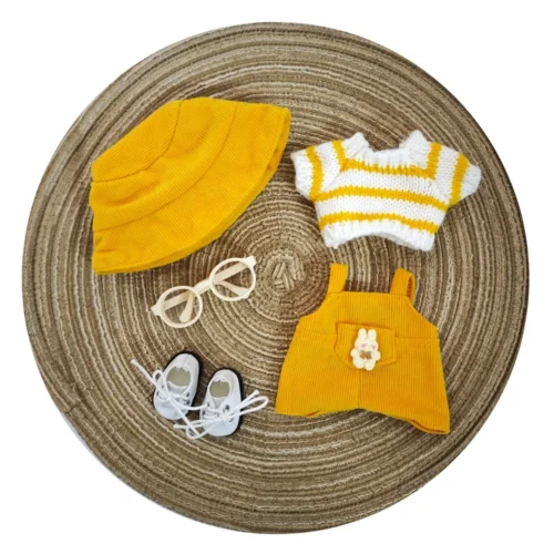 17cm doll clothes Labubu doll clothes casual versatile sweater fisherman hat overalls changing clothes