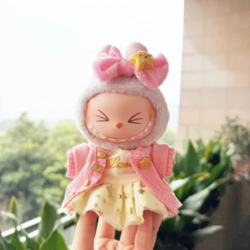 original 17cm labubu clothes outfit Plush doll clothes Macaron Cute Clothing DIY Kid Gift Clothes Hair accessories v1v2 clothes