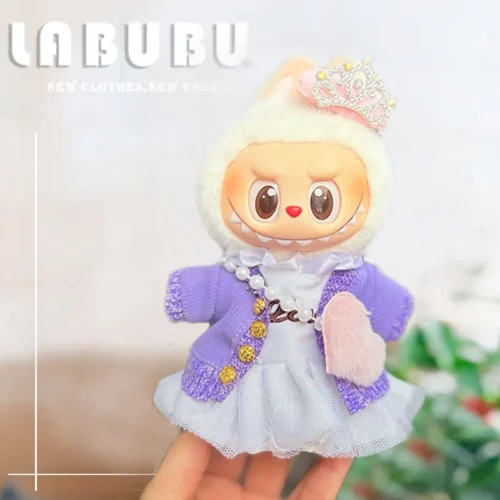 original 17cm labubu clothes outfit Plush doll clothes Macaron Cute Clothing DIY Kid Gift Clothes Hair accessories v1v2 clothes