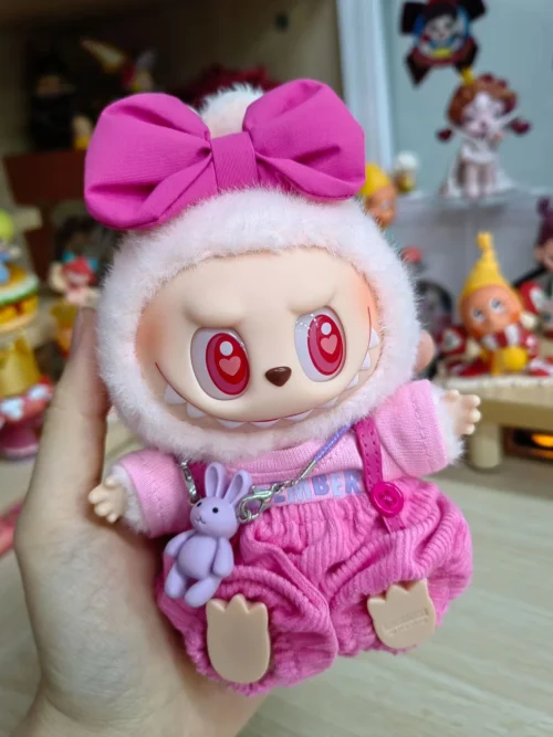original 17cm labubu clothes outfit Plush doll clothes Macaron Cute Clothing DIY Kid Gift Clothes Hair accessories v1v2 clothes