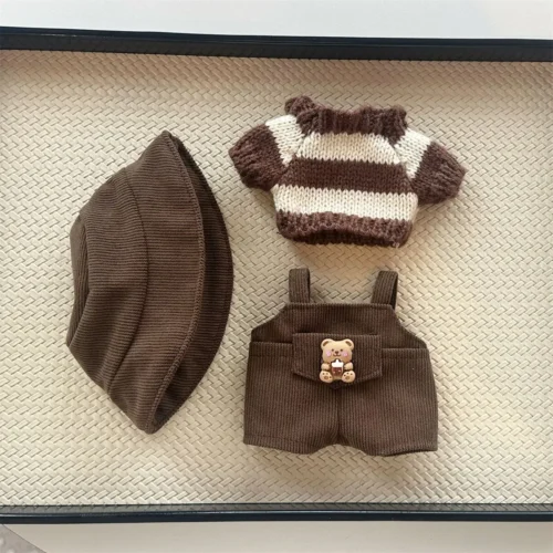 17cm doll clothes Labubu doll clothes casual versatile sweater fisherman hat overalls changing clothes