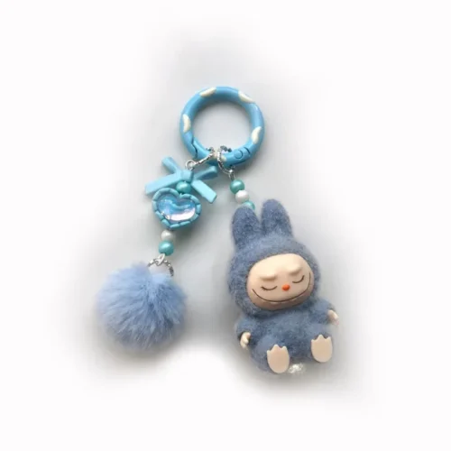New keychain Doll Couple Keyring Kawaii Cartoon Creative Bowknot Phone Chain Bag Pendant Charms Backpack Decoration Gifts
