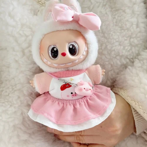 original 17cm labubu clothes outfit Plush doll clothes Macaron Cute Clothing DIY Kid Gift Clothes Hair accessories v1v2 clothes