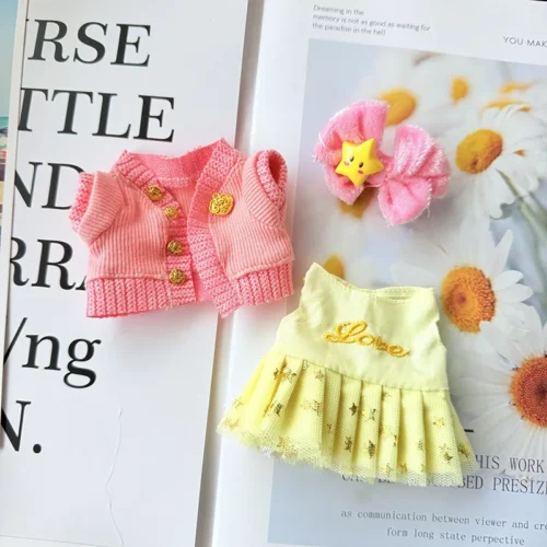 original 17cm labubu clothes outfit Plush doll clothes Macaron Cute Clothing DIY Kid Gift Clothes Hair accessories v1v2 clothes