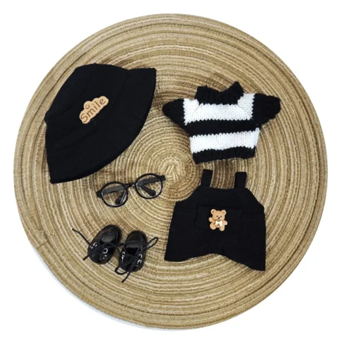 17cm doll clothes Labubu doll clothes casual versatile sweater fisherman hat overalls changing clothes