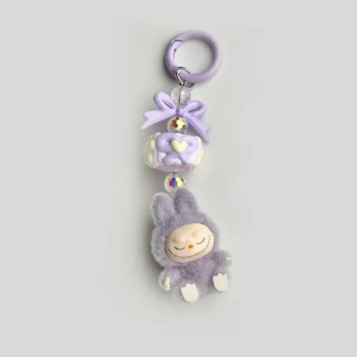 New keychain Doll Couple Keyring Kawaii Cartoon Creative Bowknot Phone Chain Bag Pendant Charms Backpack Decoration Gifts