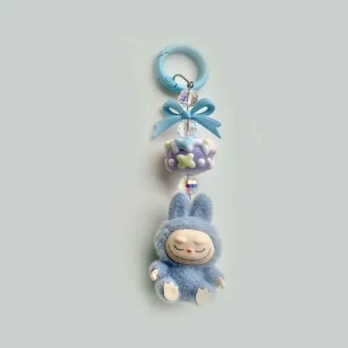New keychain Doll Couple Keyring Kawaii Cartoon Creative Bowknot Phone Chain Bag Pendant Charms Backpack Decoration Gifts