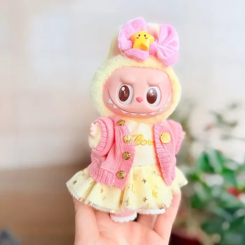 original 17cm labubu clothes outfit Plush doll clothes Macaron Cute Clothing DIY Kid Gift Clothes Hair accessories v1v2 clothes