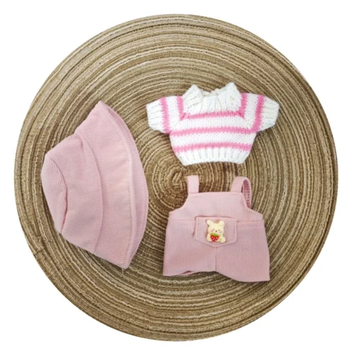 17cm doll clothes Labubu doll clothes casual versatile sweater fisherman hat overalls changing clothes