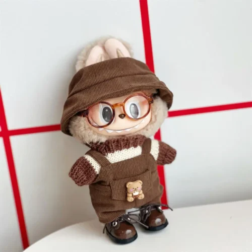 17cm doll clothes Labubu doll clothes casual versatile sweater fisherman hat overalls changing clothes