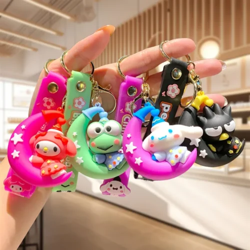 MINISO Sanrio Keychain Cute Cartoon Melody Doll Pendant Decorative Keychain Accessories for Girls and Children Gift Toys