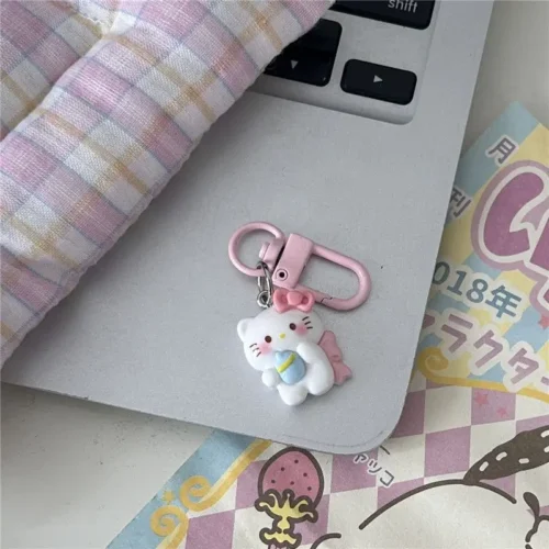 MINISO Fashion Sanrio Kawaii Hello Kitty Phone Rope Cartoon Anime Phone Chain Cute KT Cat Phone Charm Keychain Girl Gift
