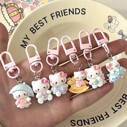 MINISO Fashion Sanrio Kawaii Hello Kitty Phone Rope Cartoon Anime Phone Chain Cute KT Cat Phone Charm Keychain Girl Gift