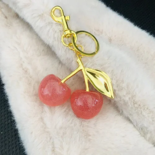 Trendy Red Cherry Pendant Keychain for Women Cute Bag Decorations Multifunctional Jewelry Car Key Accessories Charm Keyring Gift