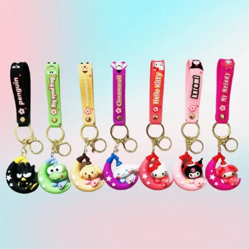 MINISO Sanrio Keychain Cute Cartoon Melody Doll Pendant Decorative Keychain Accessories for Girls and Children Gift Toys