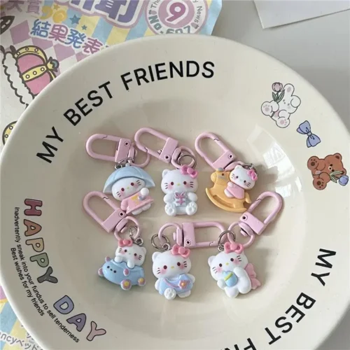 MINISO Fashion Sanrio Kawaii Hello Kitty Phone Rope Cartoon Anime Phone Chain Cute KT Cat Phone Charm Keychain Girl Gift