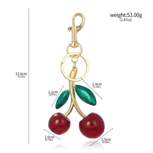 Trendy Red Cherry Pendant Keychain for Women Cute Bag Decorations Multifunctional Jewelry Car Key Accessories Charm Keyring Gift