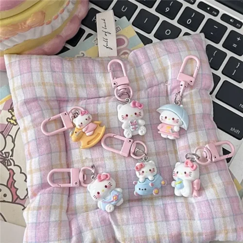 MINISO Fashion Sanrio Kawaii Hello Kitty Phone Rope Cartoon Anime Phone Chain Cute KT Cat Phone Charm Keychain Girl Gift