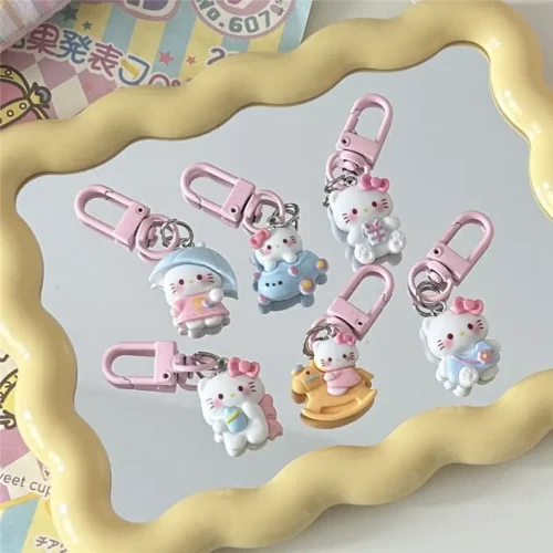 MINISO Fashion Sanrio Kawaii Hello Kitty Phone Rope Cartoon Anime Phone Chain Cute KT Cat Phone Charm Keychain Girl Gift