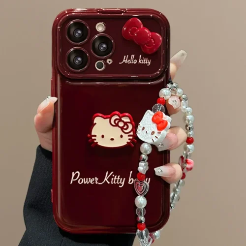 Cute Bow Kitty with Mirror Phone Case For iPhone 17 16 15 14 13 12 Pro Max Plus 11 XR 7 8 6