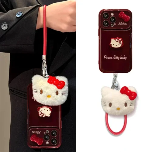 Cute Bow Kitty with Mirror Phone Case For iPhone 17 16 15 14 13 12 Pro Max Plus 11 XR 7 8 6