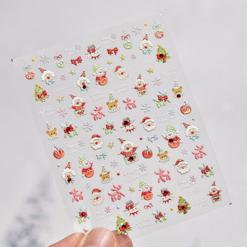 Christmas Clown Nail Art Stickers New Embossed Stereo Ins Popular 5D Cute Kids Nail Stickers Decorative Products