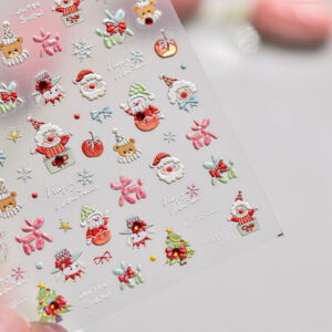 Christmas Clown Nail Art Stickers New Embossed Stereo Ins Popular 5D Cute Kids Nail Stickers Decorative Products