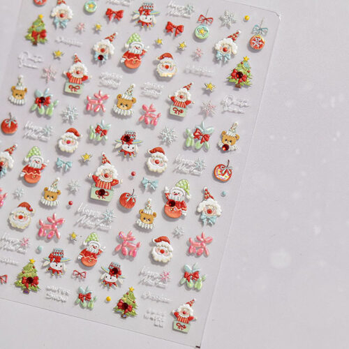 Christmas Clown Nail Art Stickers New Embossed Stereo Ins Popular 5D Cute Kids Nail Stickers Decorative Products
